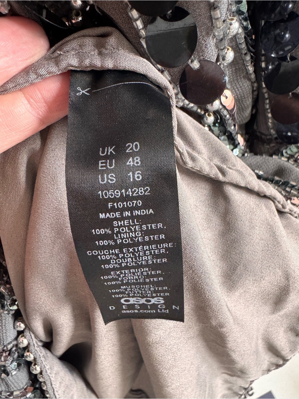 ASOS Design Curve | Rare Embellished Patchwork Silver Sequin Dress ~ NWT US 16 - Picture 10 of 12